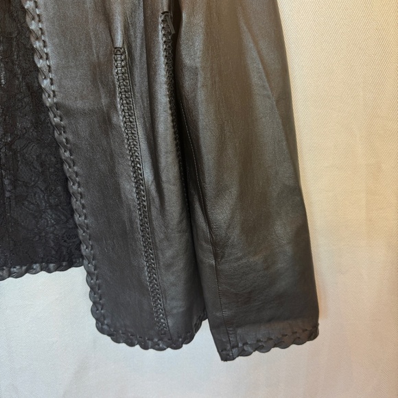 Zelda Black Imported Lamb Leather Whipstitch Open Jacket Size 12 - Picture 6 of 11